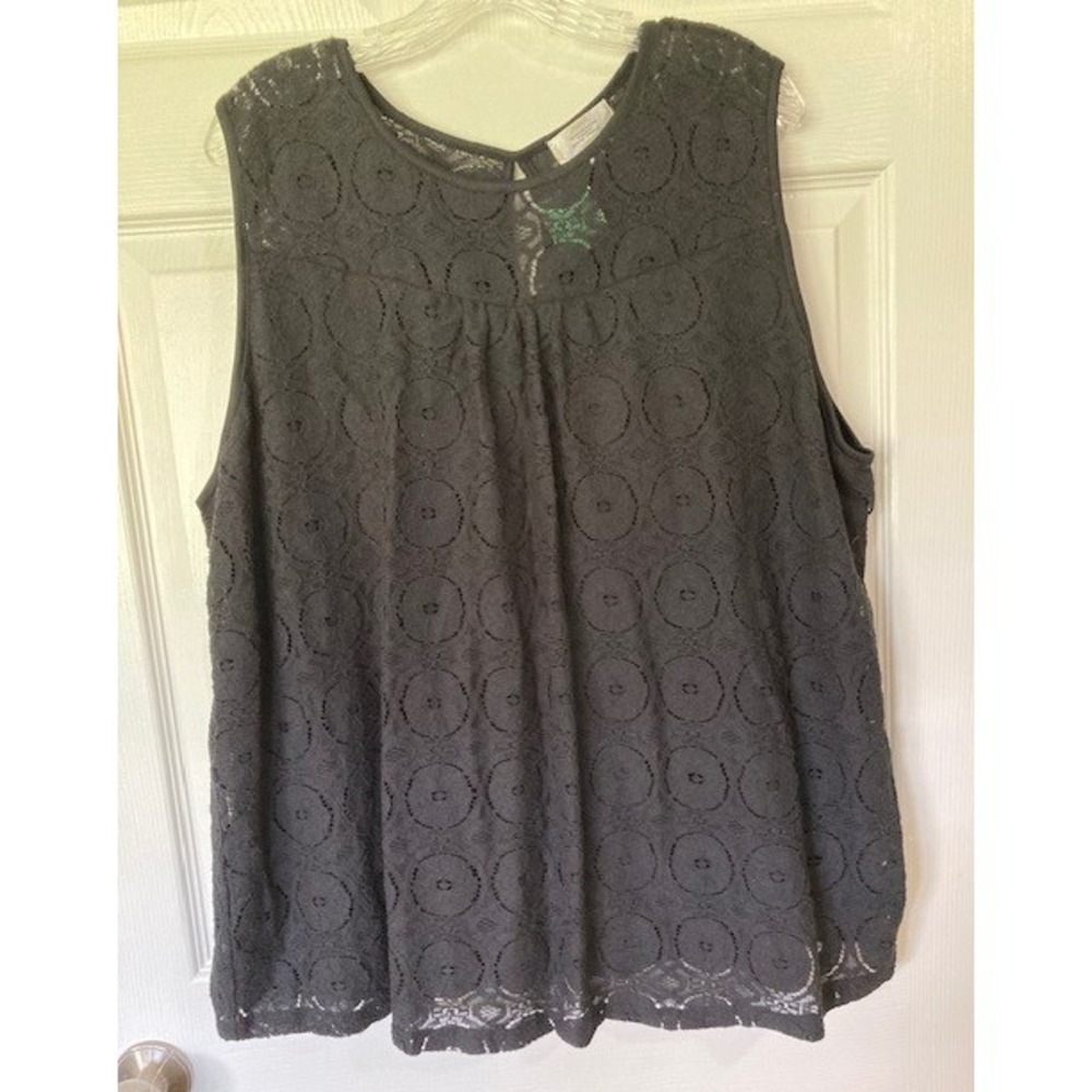 Shannon Ford New York Women Plus Black Lace Sleeveless Top 3X Blouse